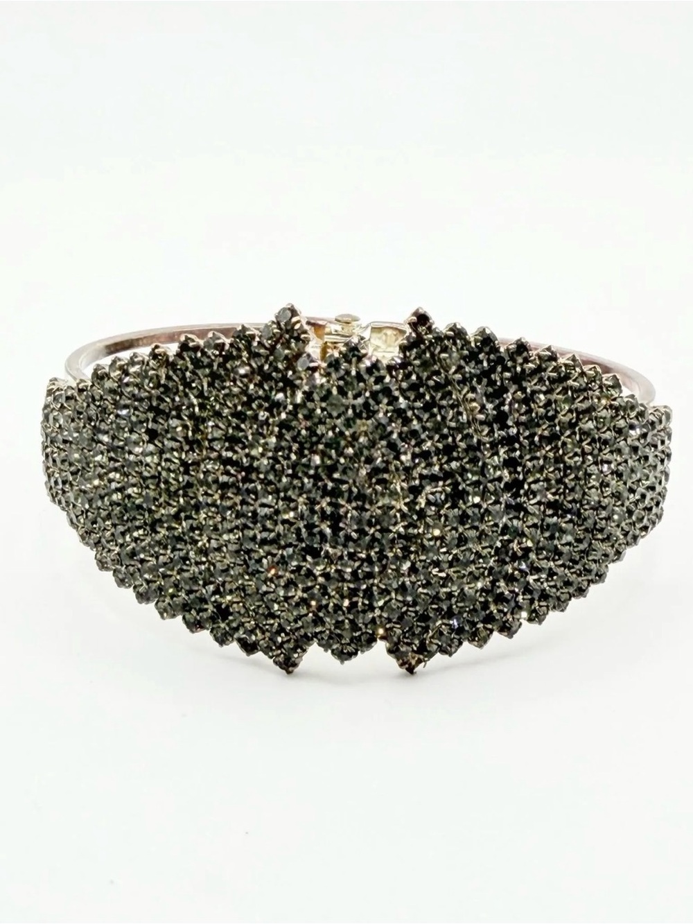 1940-1960s "SMOKY GLAMOUR" VINTAGE MULTI-TIER RHINESTONE CUFF ✨
